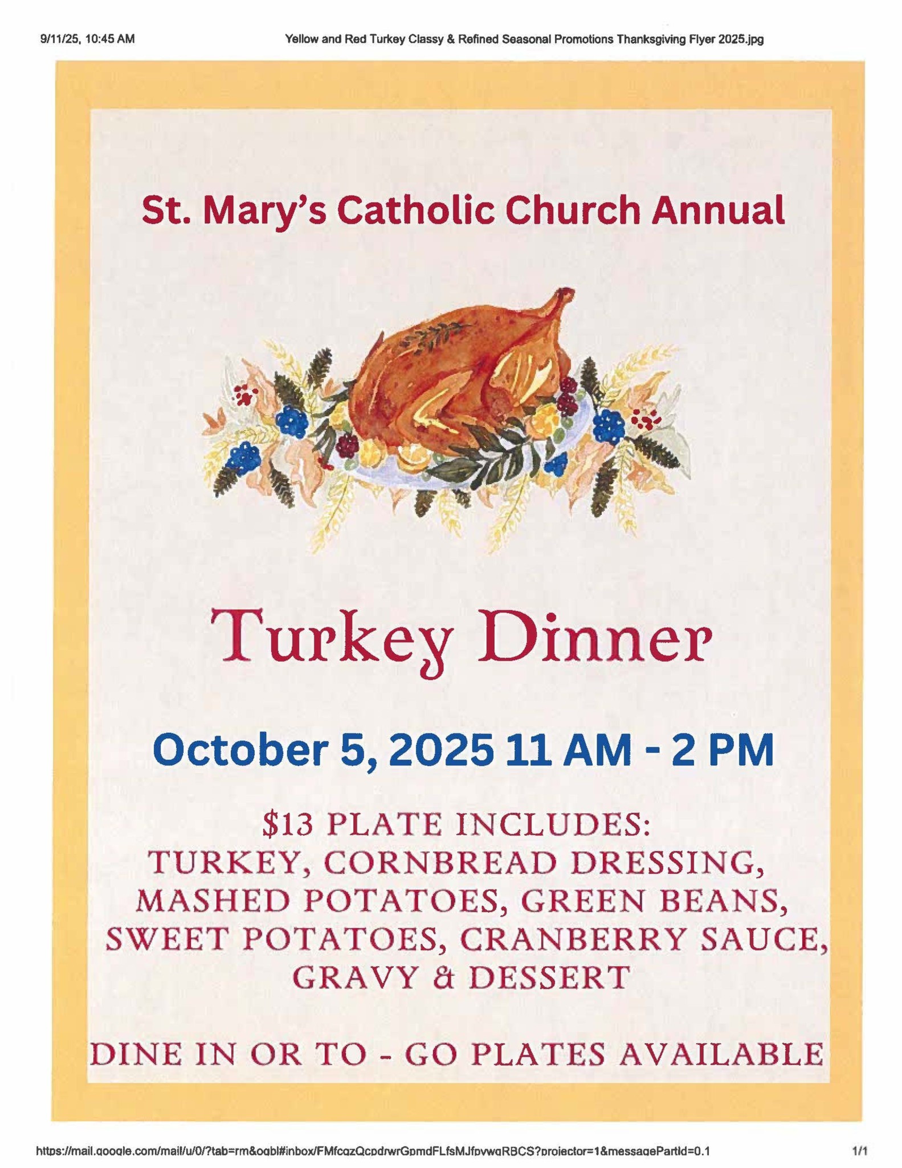 St Mary Turkey Dinner